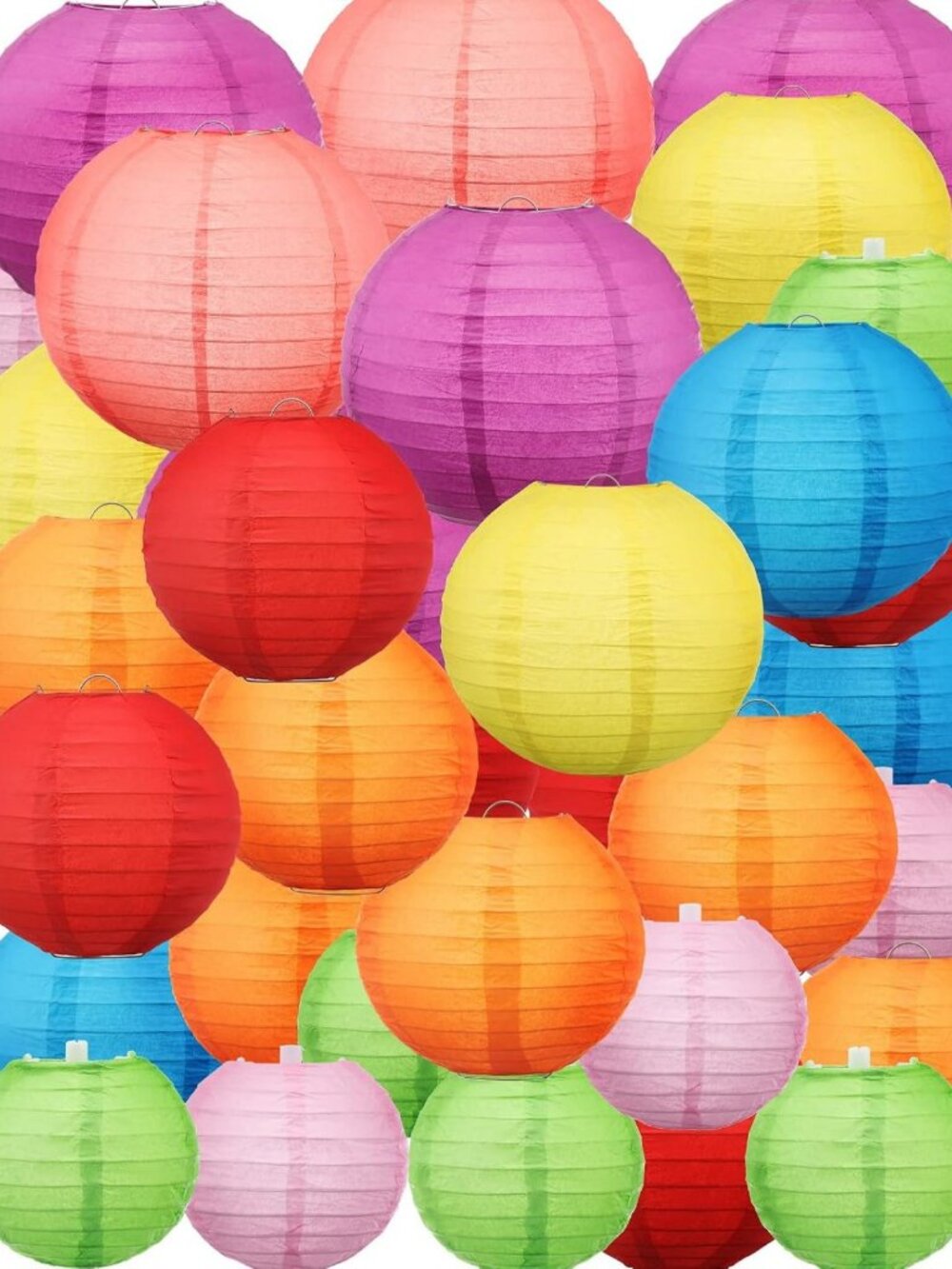 48 Pcs Multicolor Paper Lanterns - Round Party Decorations for Events